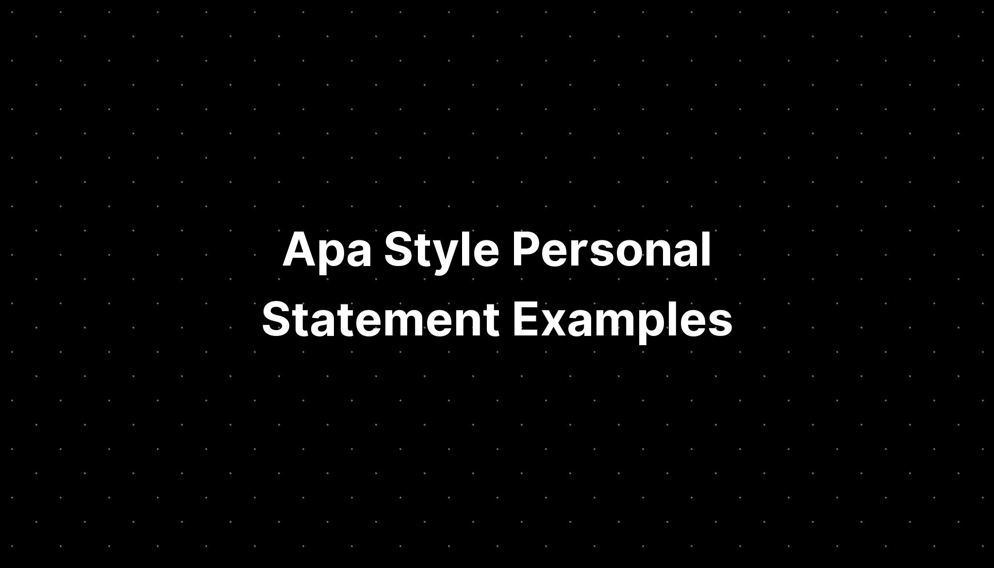 apa writing personal statement